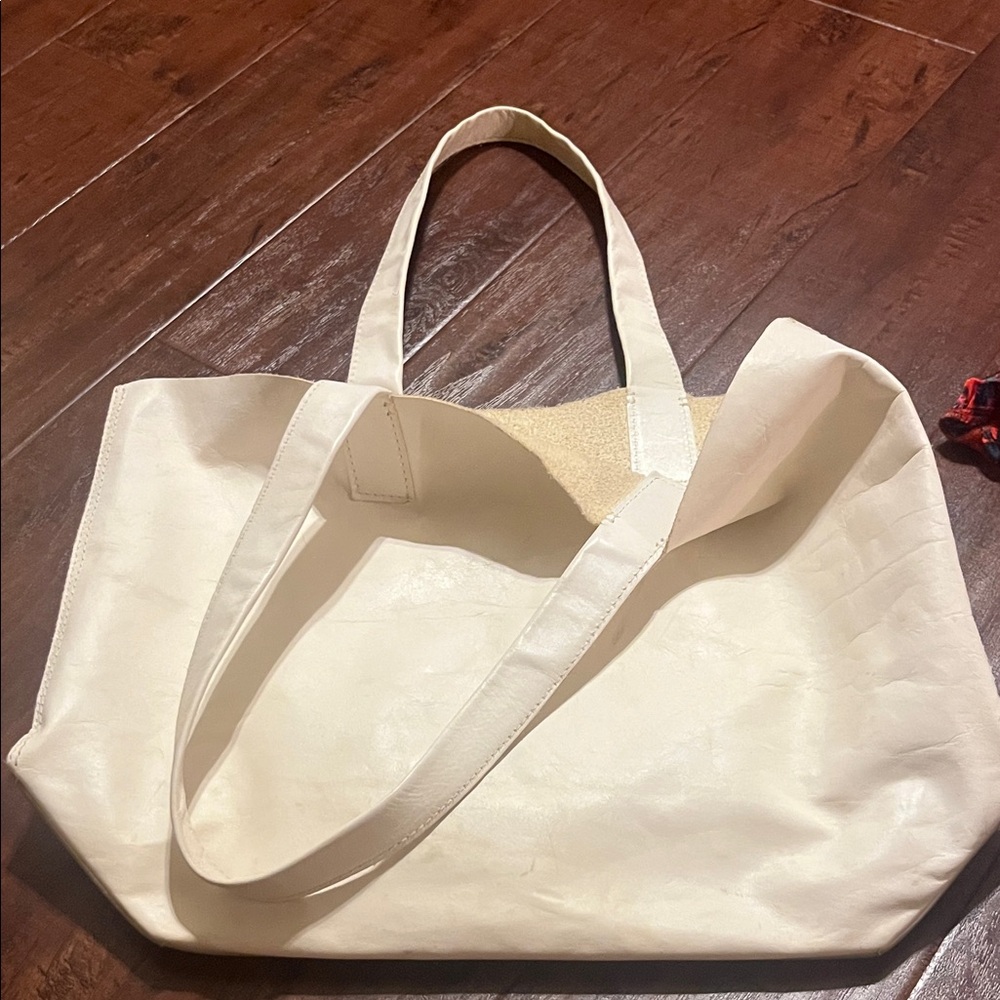 Frye extra large ivory leather tote bag